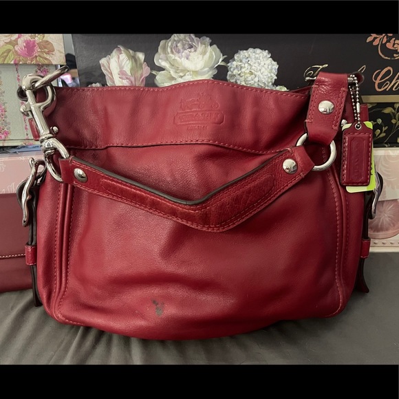Coach Handbags - Coach leather RED hobo well loved